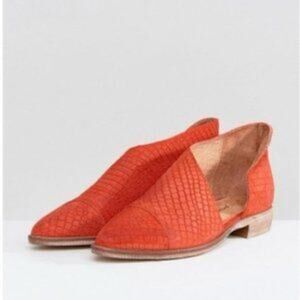 Free People royale red orange suede croc cutout flats Euro size 39 US 9